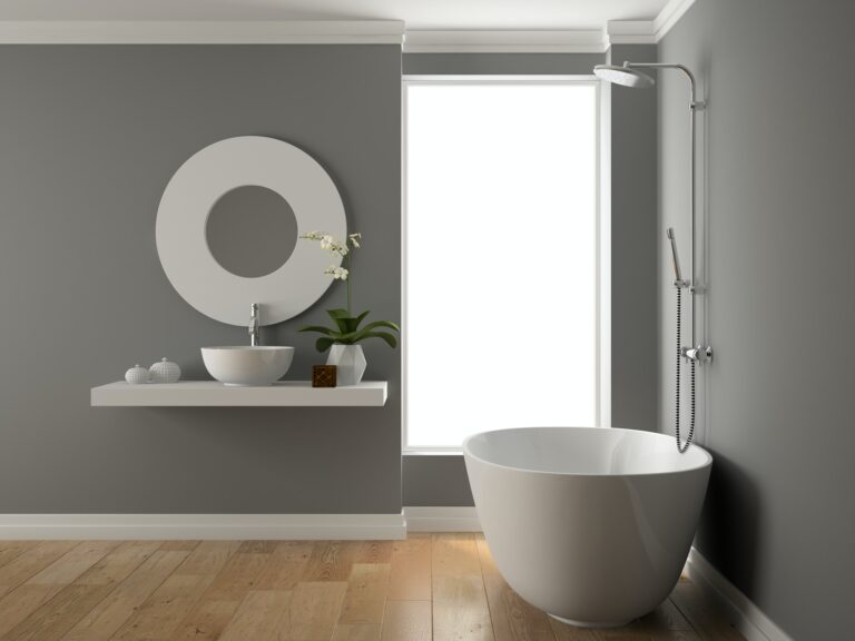 Interior of bathroom 3D rendering
