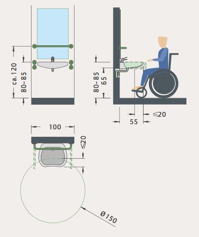 Grafik unterfahrbarer Waschtisch